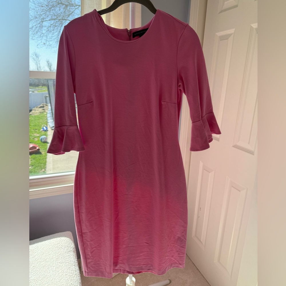 Banana Republic Pink Ruffle-Sleeve Midi Dress